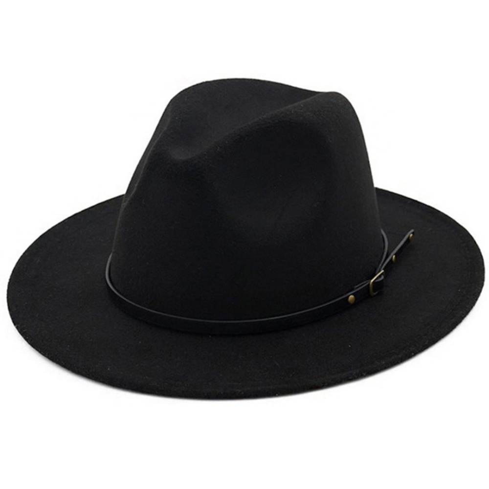 Belt Buckle Fedora Hat Black